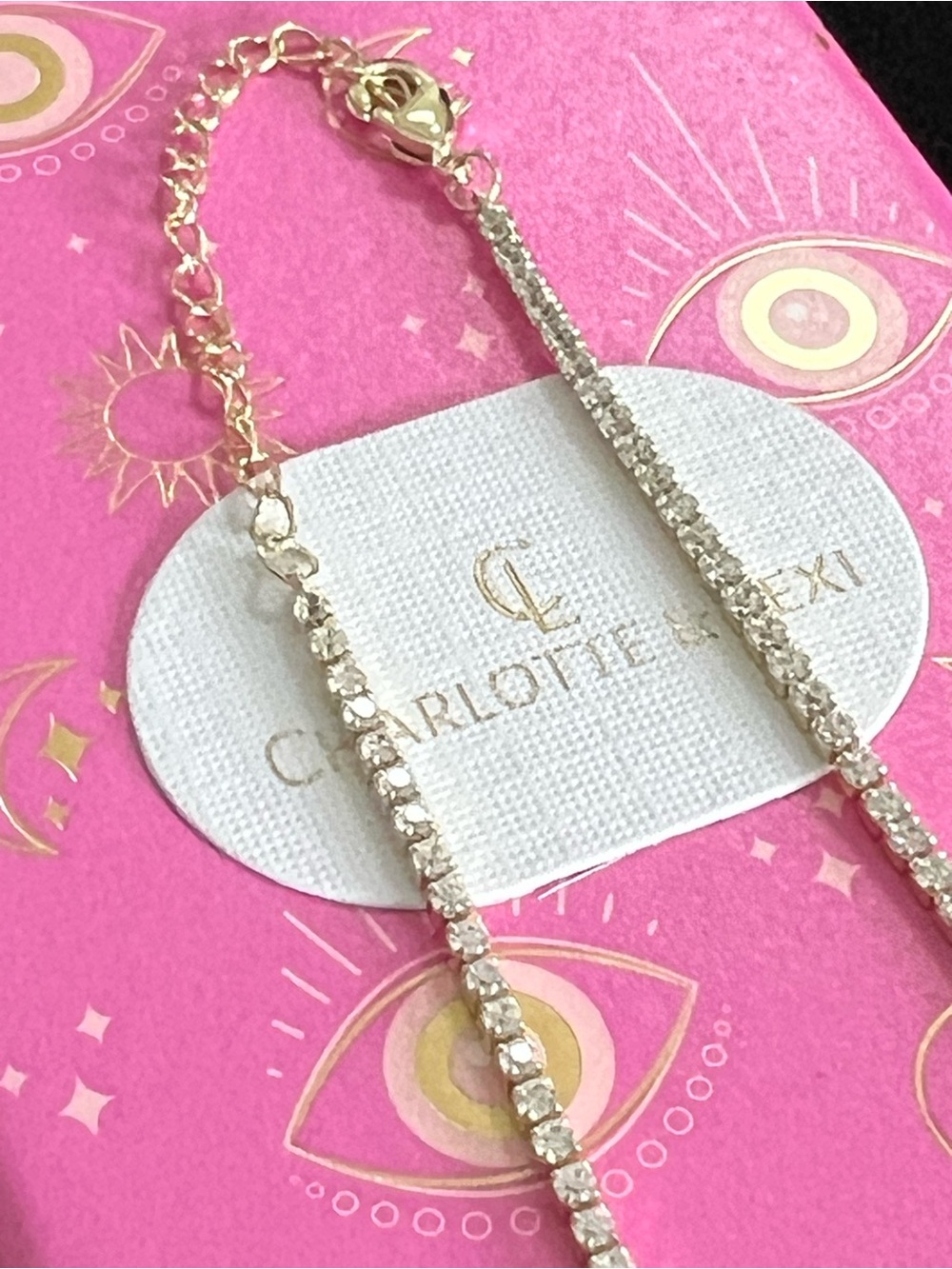 Charlotte & Lexi Cubic Zirconia 14KT Gold Plated Tennis Necklace NIB